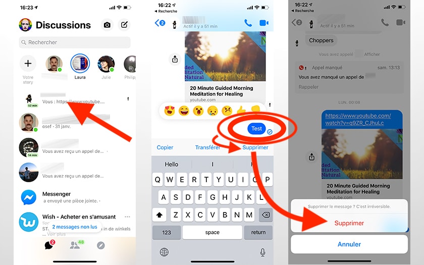 Facebook Messenger : comment effacer un message juste après l'avoir envoyé