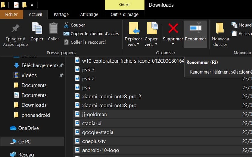 Windows 10 comment renommer plusieurs fichiers en même temps