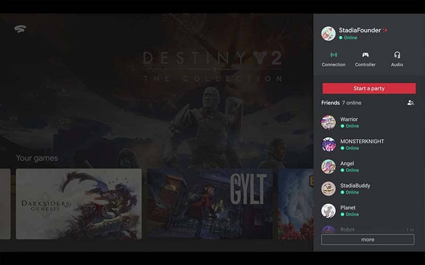 Stadia : Google dévoile l'interface Android, iOS et TV