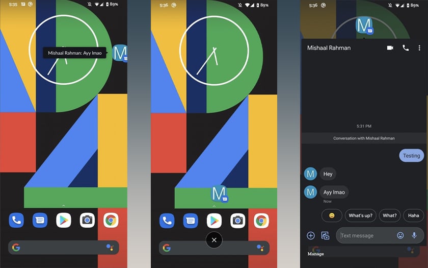 Android 10 Google teste un système de bulles flottantes pour l