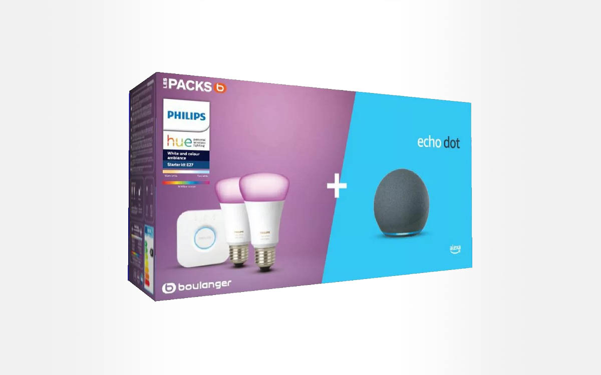 Bon plan : le pack ampoules connectées Philips Hue/Amazon Echo Dot 4 en