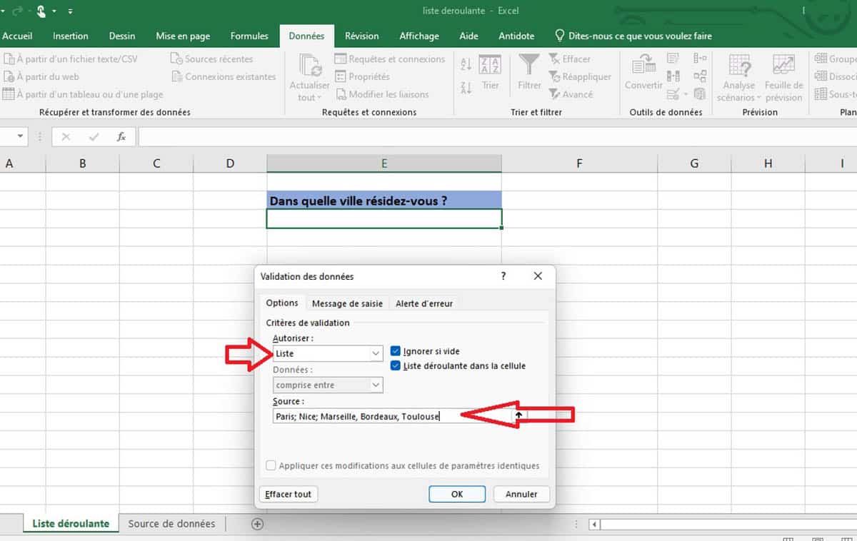 Comment créer une liste déroulante sur Excel
