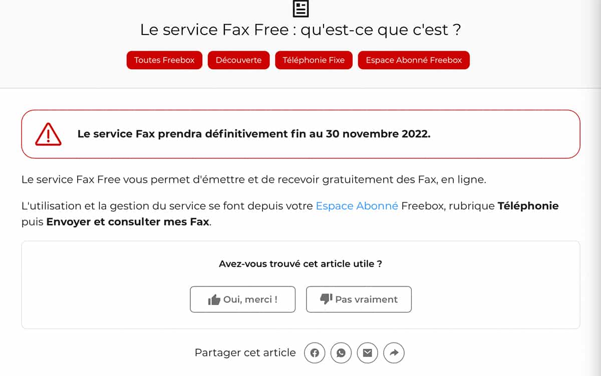 Free met fin au service Fax de la Freebox dès novembre 2022