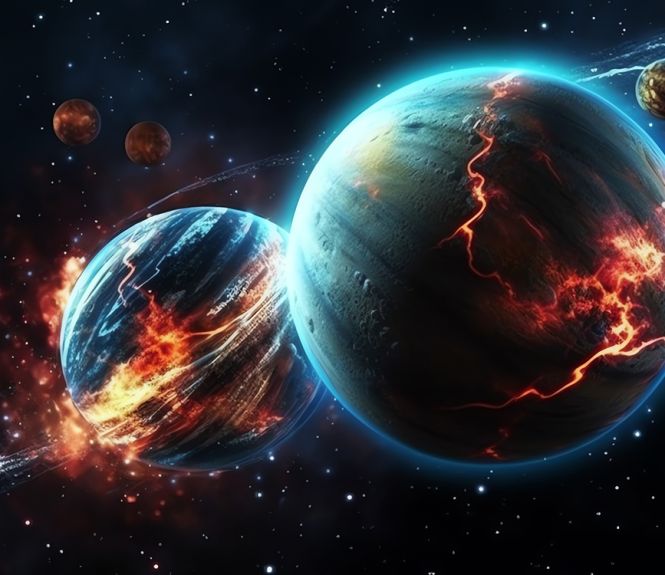 Collision de deux planetes