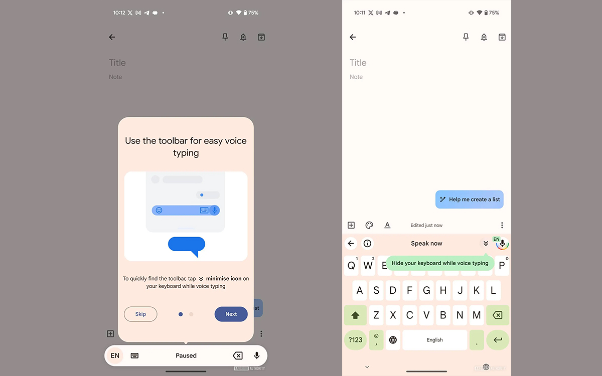 Gboard barre saisie vocale