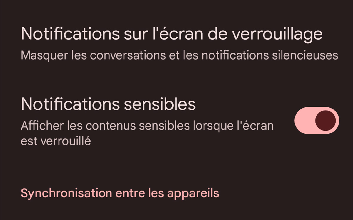 notification ecran verrouillage