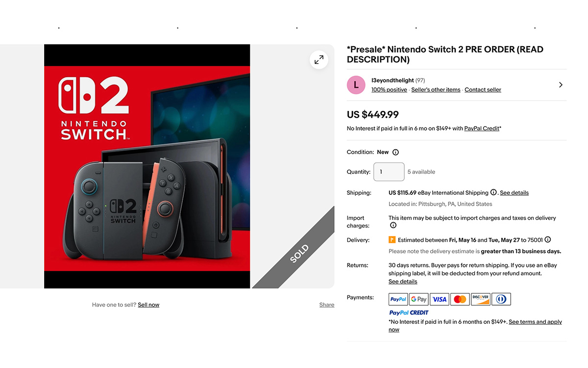 fausse annonce switch 2 