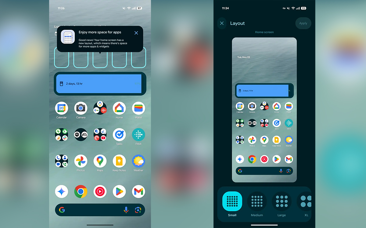 Android 16 QPR1 Beta 1 écran d'accueil