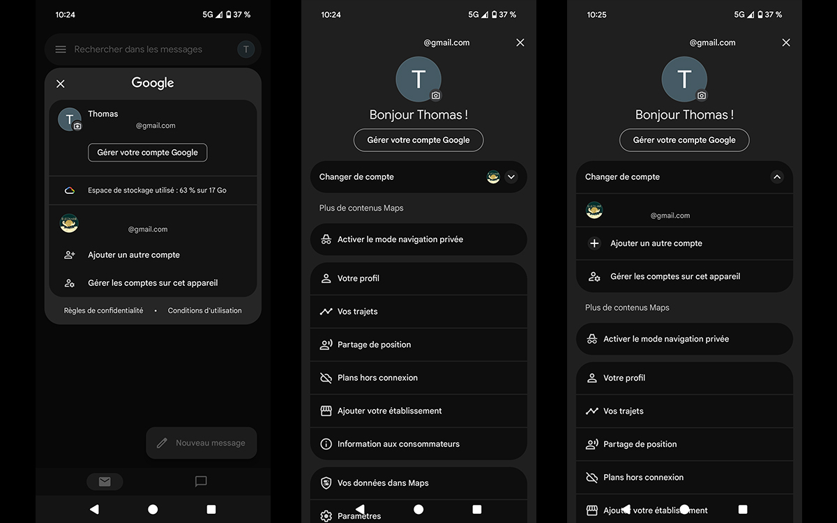 Nouveau sélecteur de compte Google Android