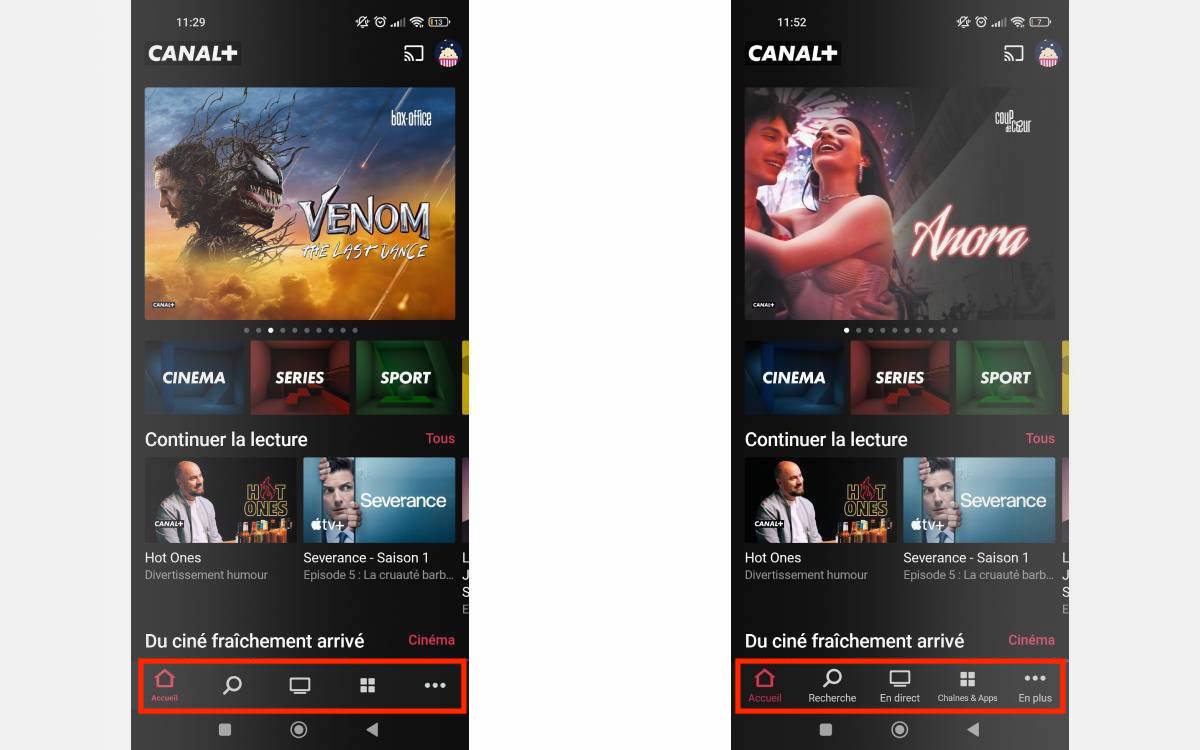 accueil application Canal Android