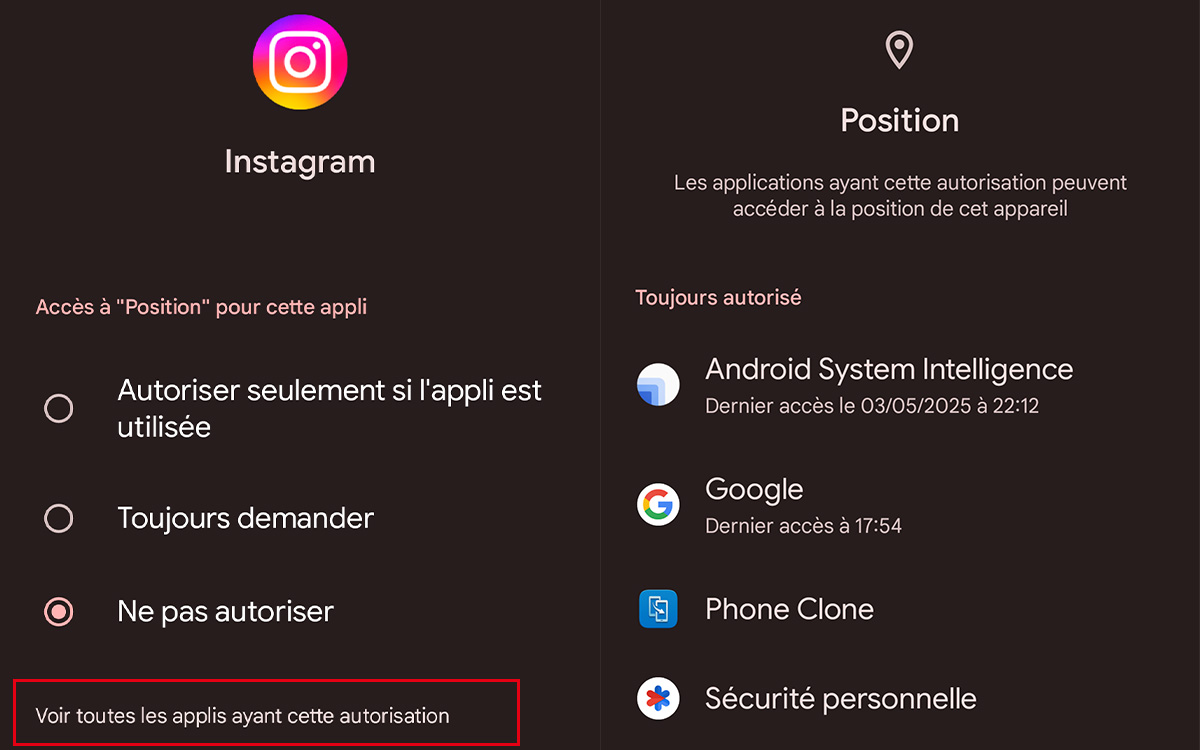 désactiver localisation app Android
