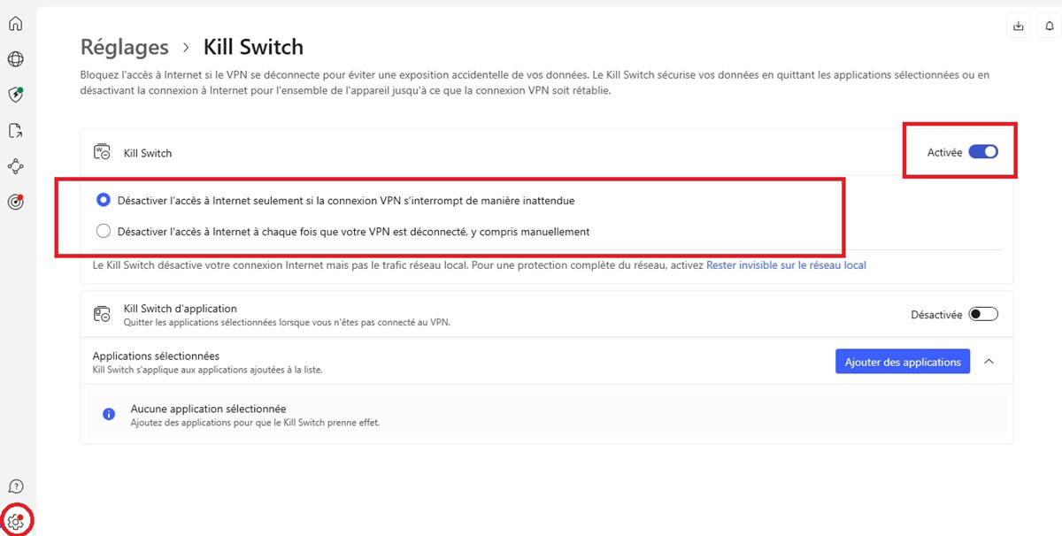 Kill Switch sur Nordvpn