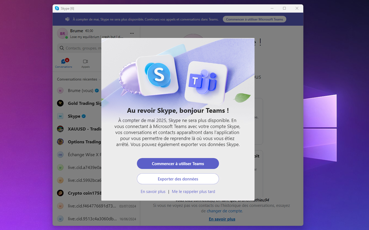 skype arret