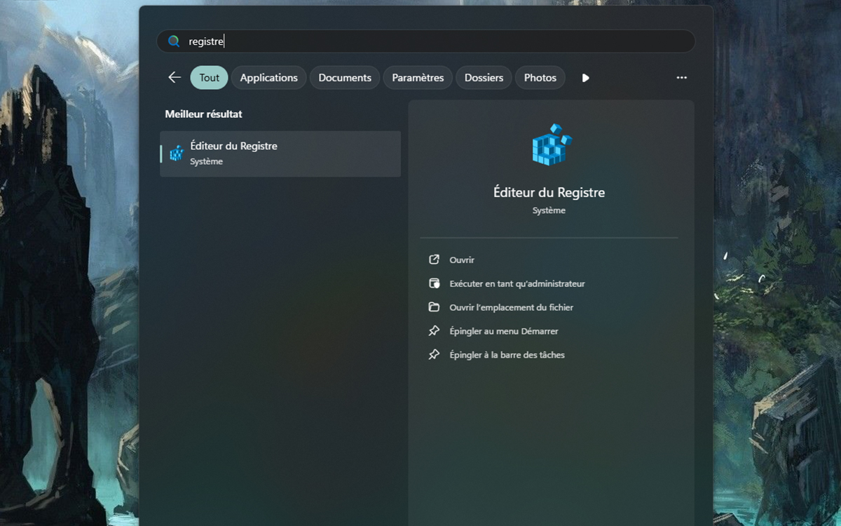 Ouvrir Éditeur du Registre Windows 11