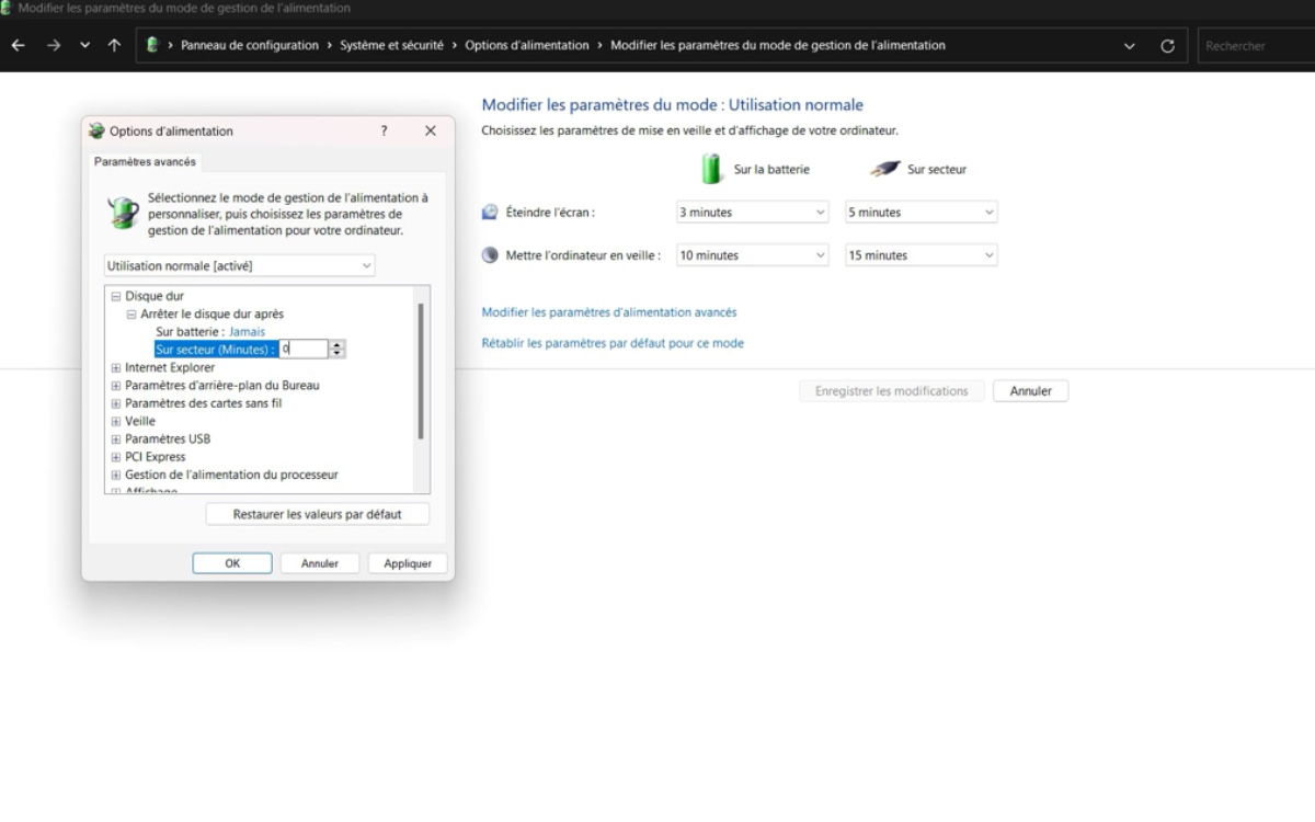 Ajustement du plan d'alimentation au SSD