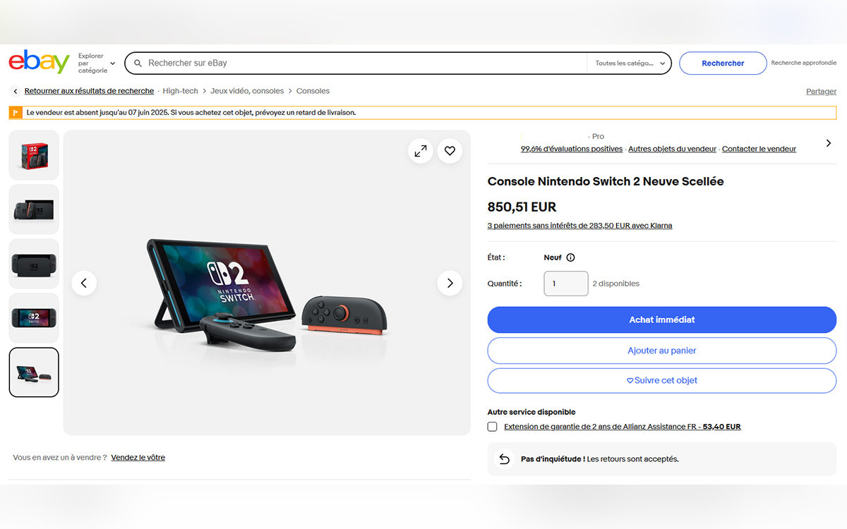 Switch 2 eBay vendeur pro