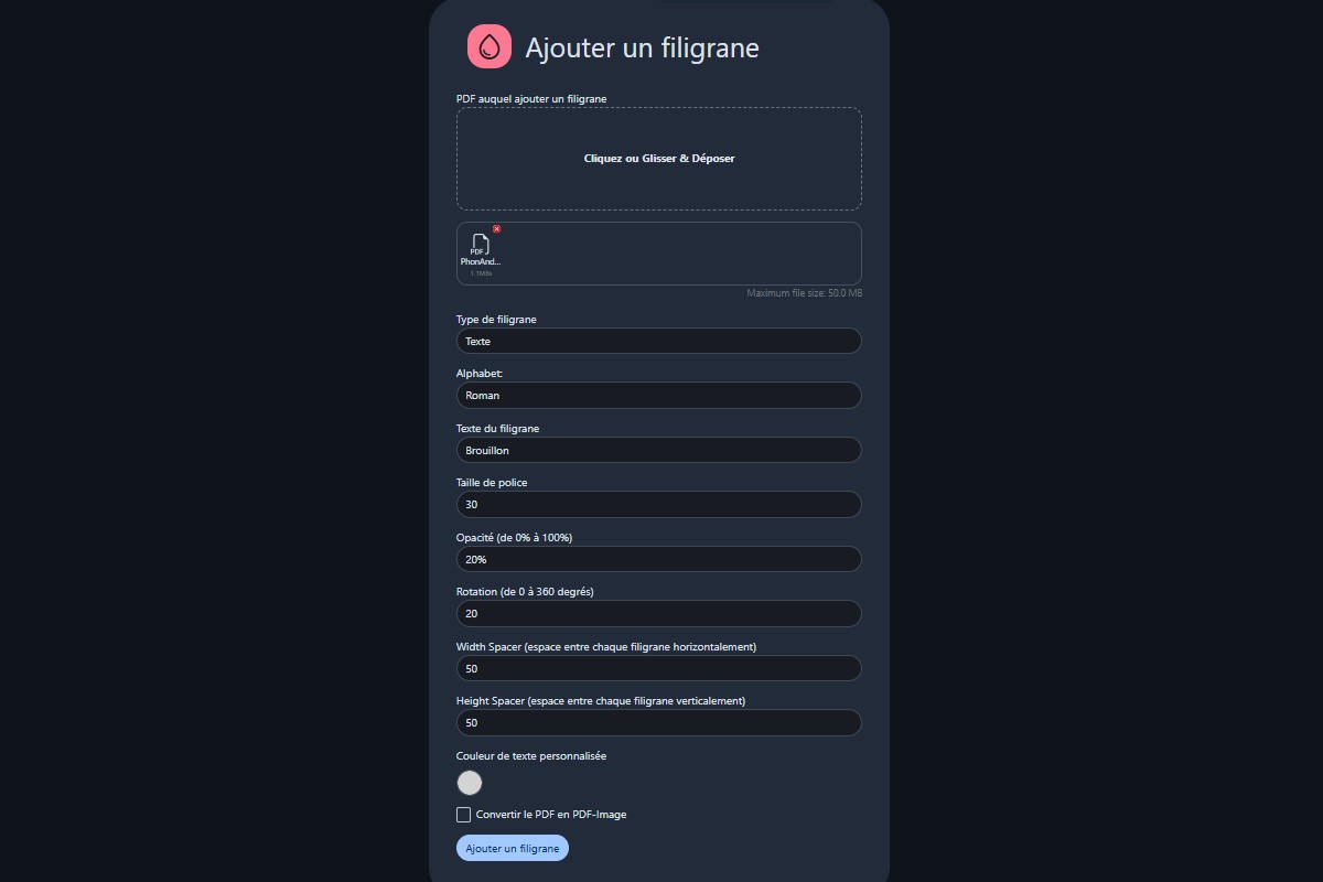 Stirling PDF : ajouter un filigrane 1
