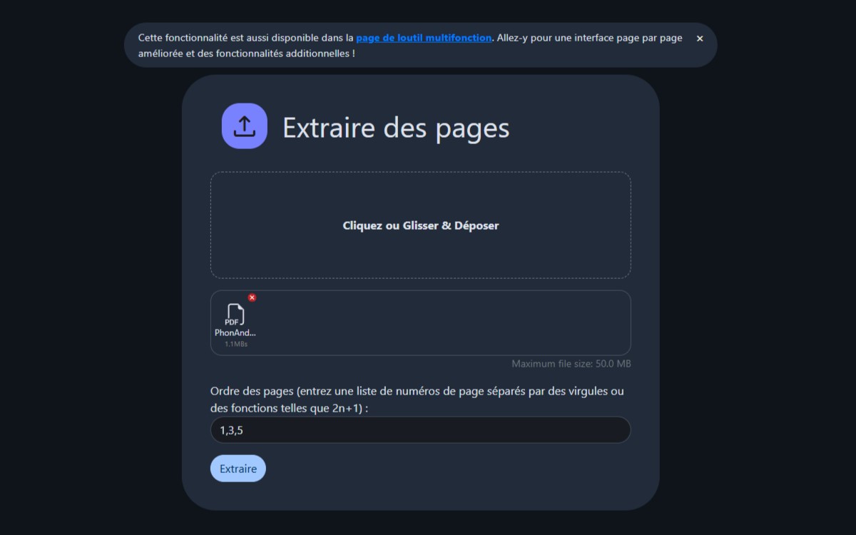 Stirling PDF : extraire des pages 1