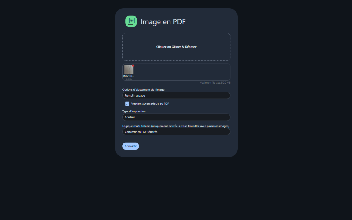 Stirling PDF : convertir image en PDF