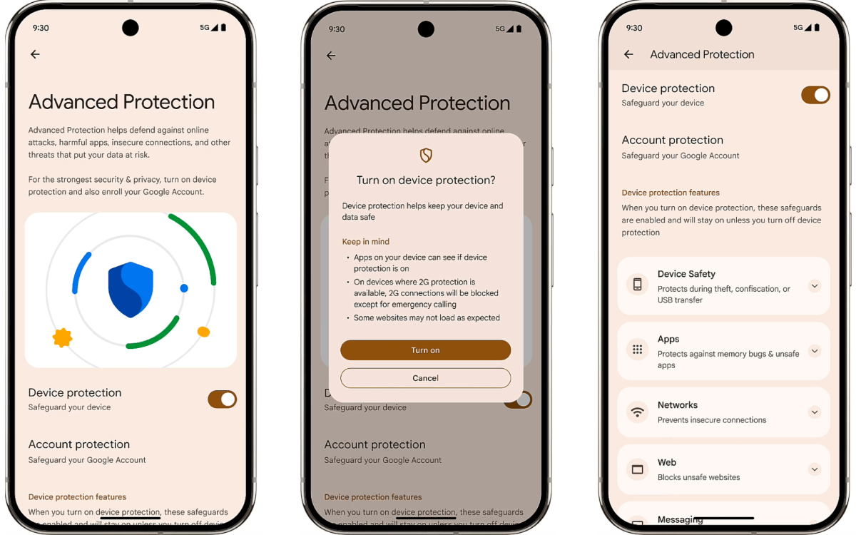 protection avancee android 16