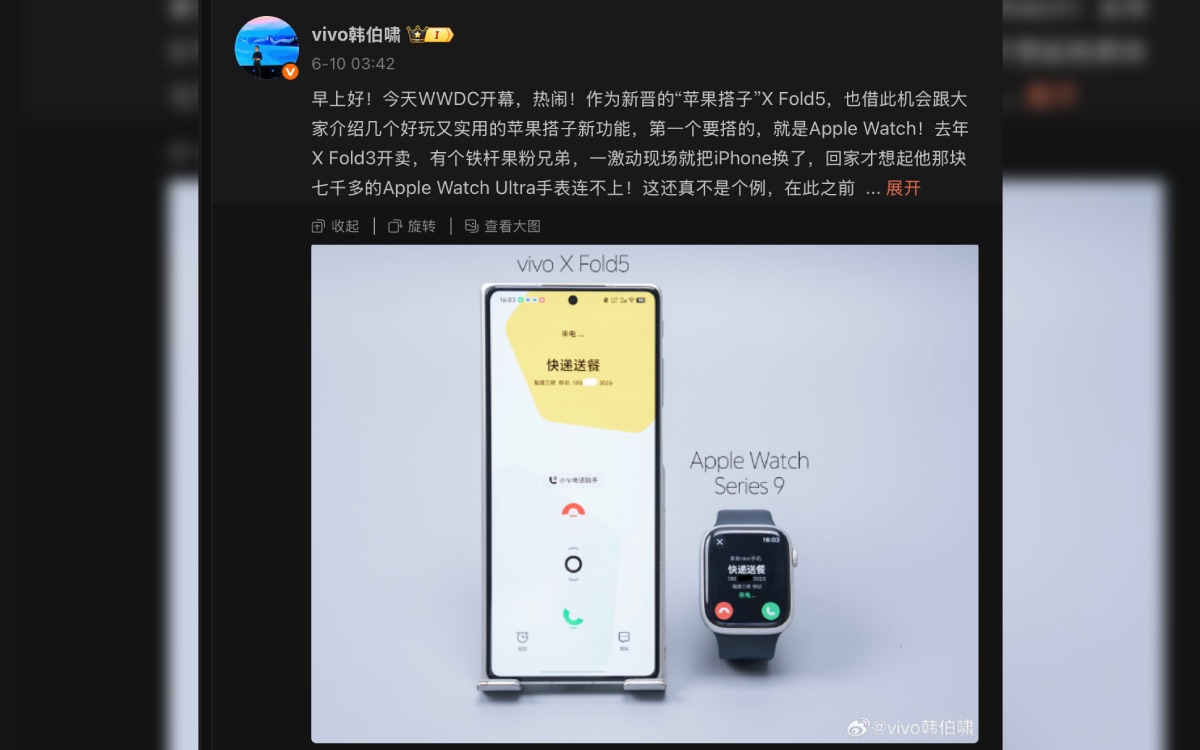 vivo x fold5 apple watch