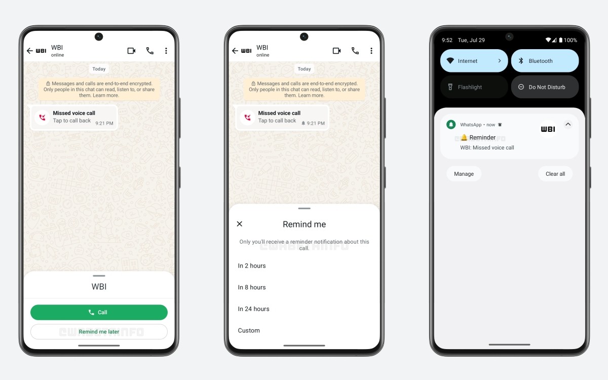 WABetaInfo rappels de notification d'appels manqués WhatsApp bêta Android