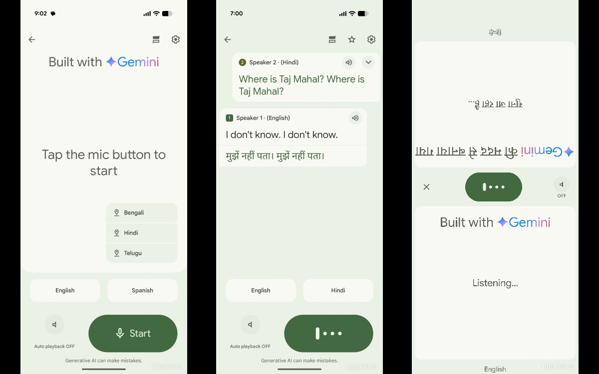 google traduction gemini conversation