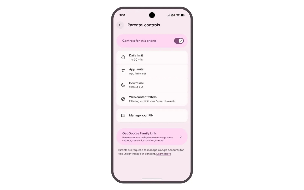 Android 16 QPR2 Beta 1 contrôle parental intégré