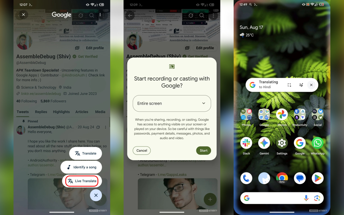 Entourer pour chercher Live Translate