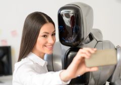 Femme avec un robot petit ami IA Grok