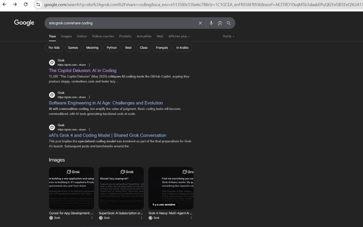 Grok partage lien consultable