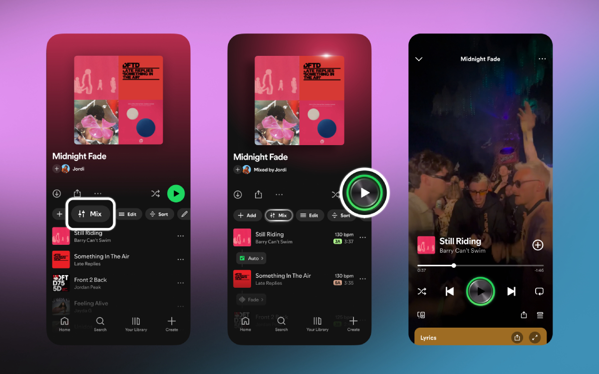 Transition Playlists Spotify