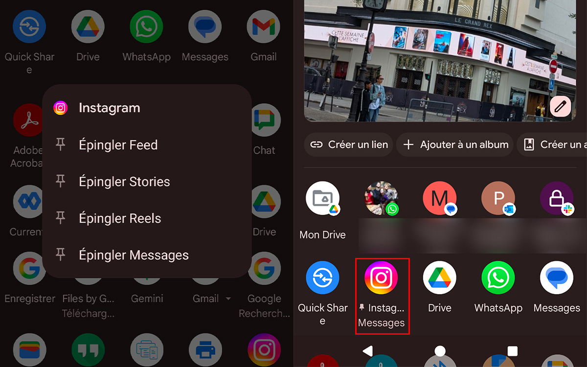 feuille de partage Android tuto