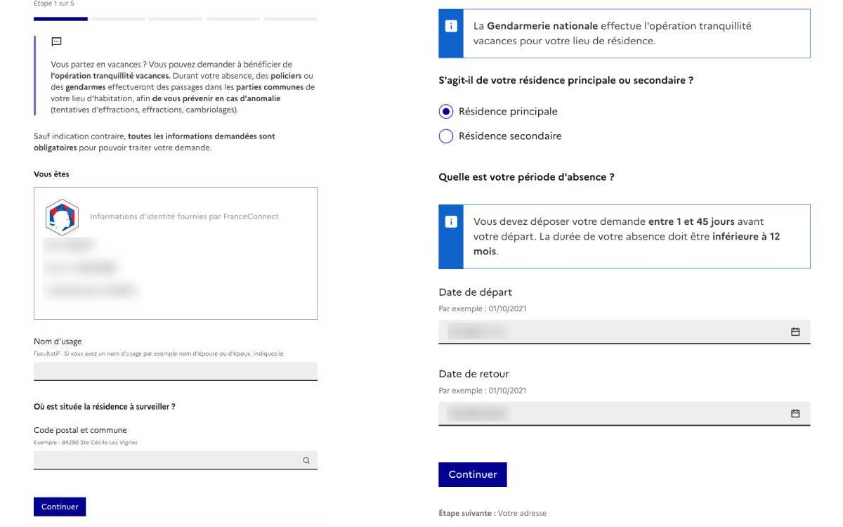 formulaire Opération Tranquillité Vacances