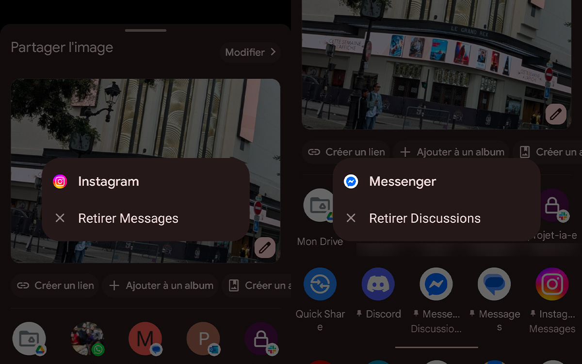 feuille de partage Android tuto