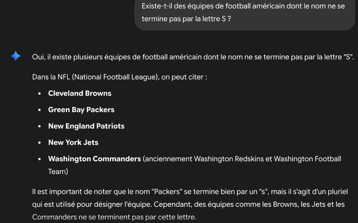 Gemini question football américain