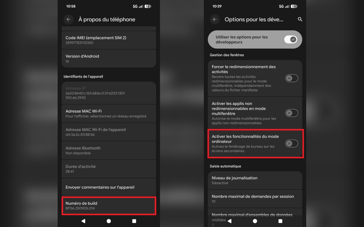 Mode Bureau Android 16