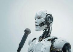 Robot qui parle au micro