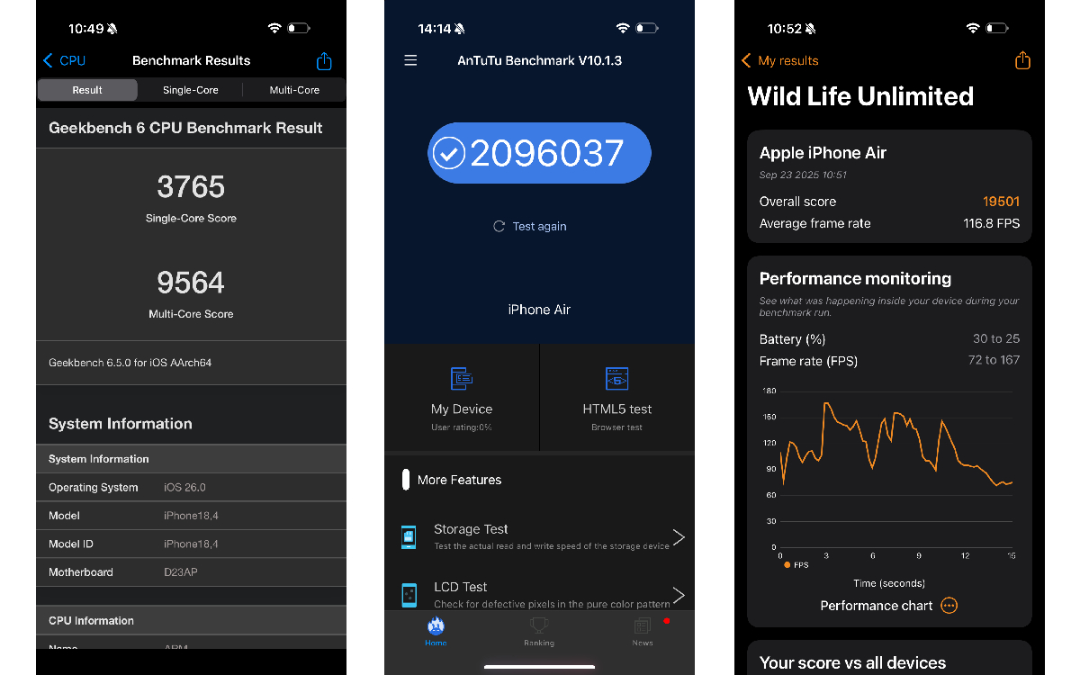 apple iphone air test