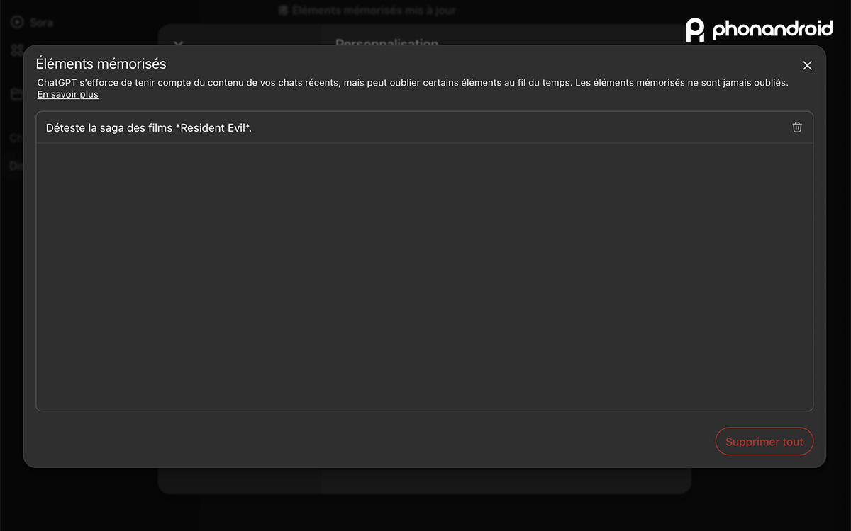 chatGPT fonction mémoire