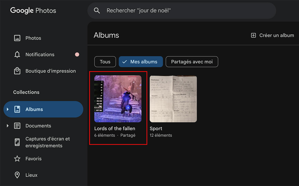 paramètres partage cloud