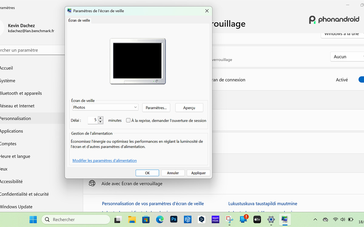 tuto ecran de veille windows