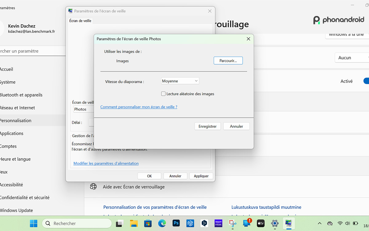 tuto ecran de veille windows