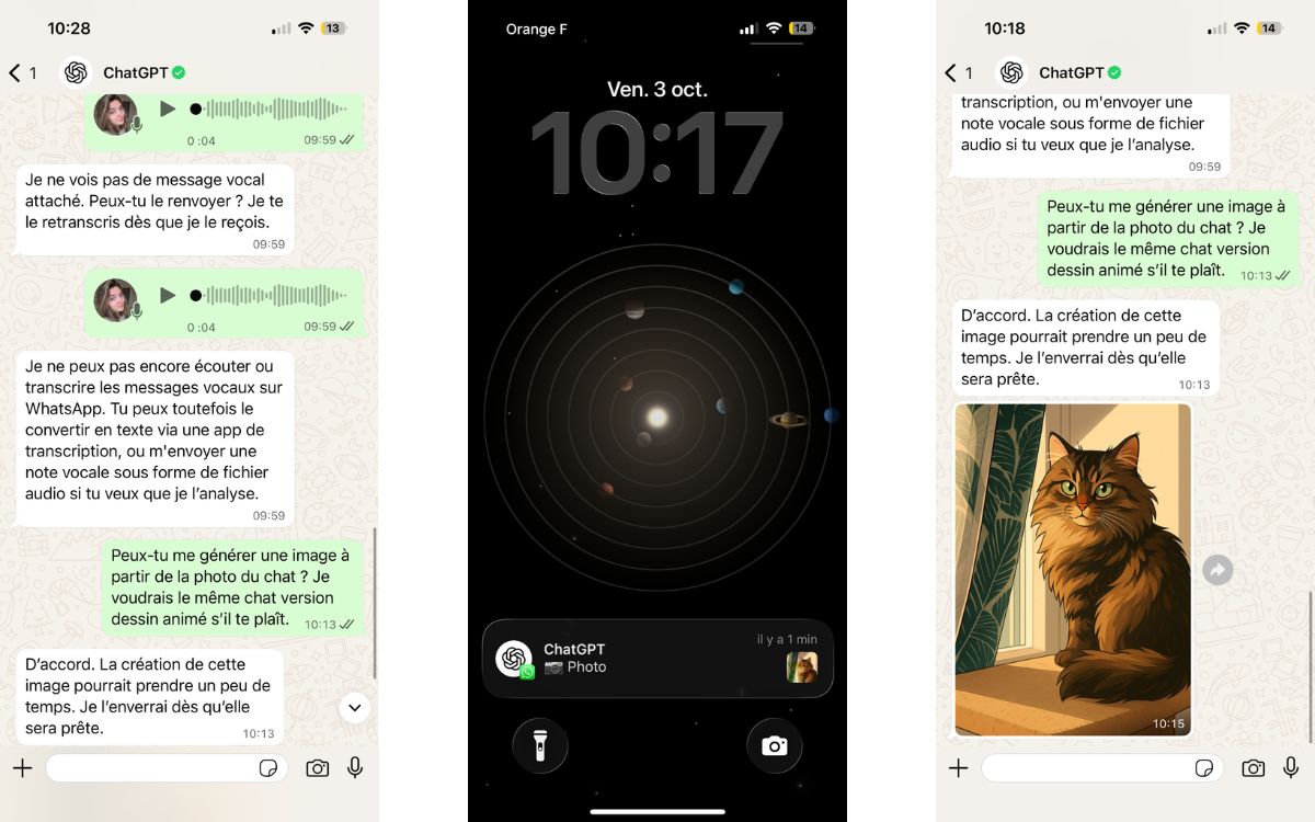 ChatGPT dans WhatsApp génération image