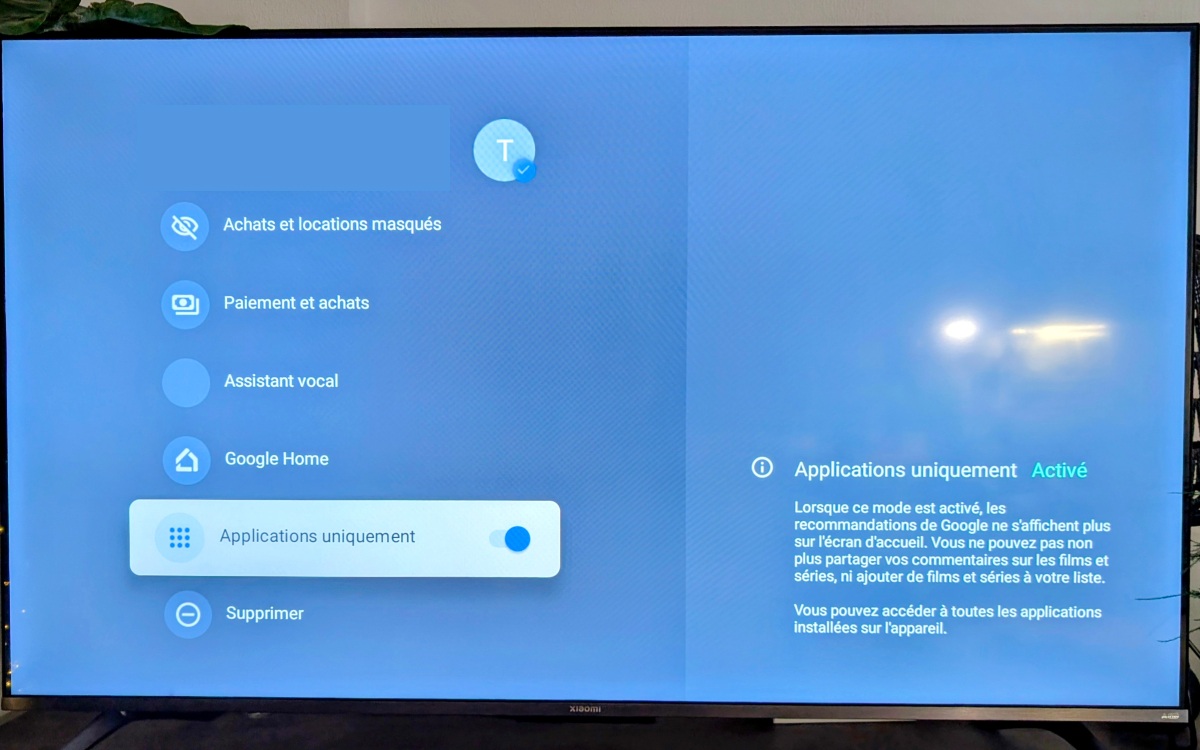 Google TV Mode Applications uniquement