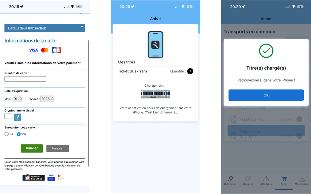 Acheter et valider billet transport iPhone