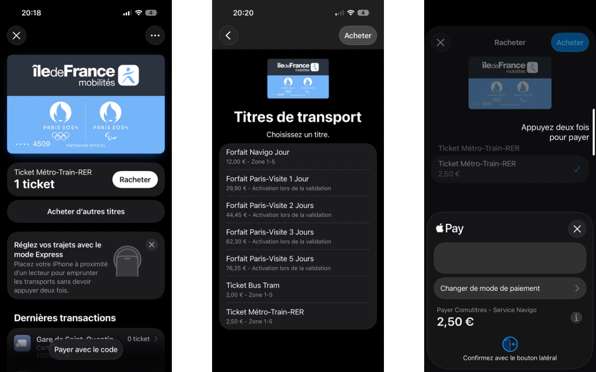 Acheter et valider billet transport iPhone