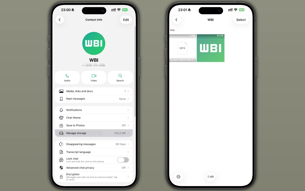 whatsapp fonction gerer memoire