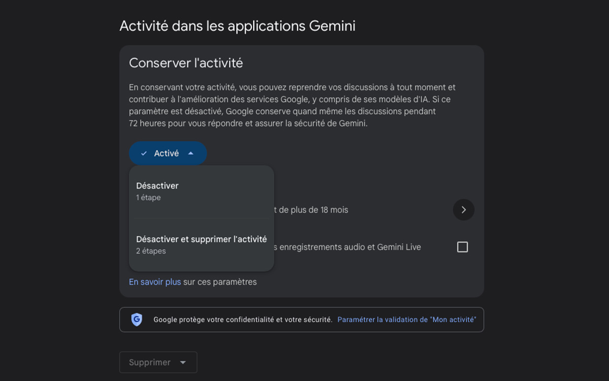 activité gemini PC