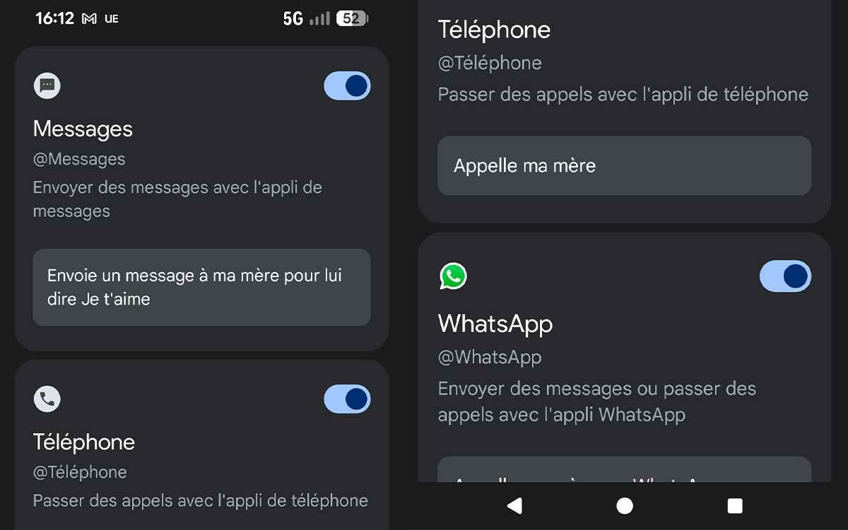 activité gemini smartphone